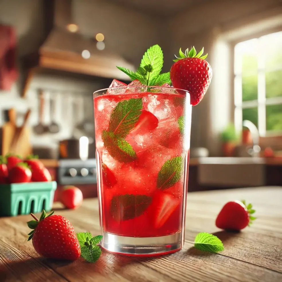 Jahodový mojito mocktail